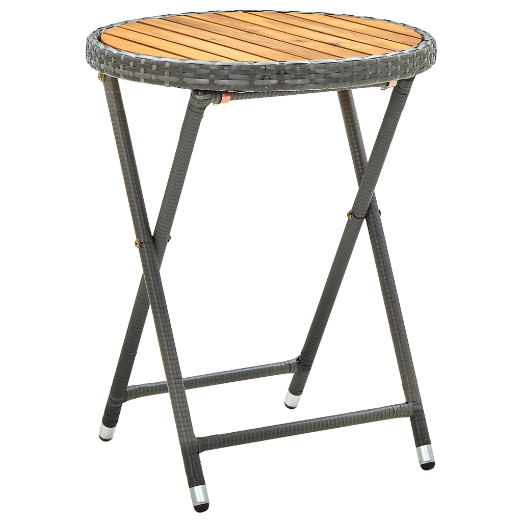 Set Bistro da Giardino a 3 Pezzi con Cuscini Grigio in Rattan Sintetico