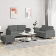Set di Divani 3 pz con Cuscini Grigio Scuro in Tessuto 3202095