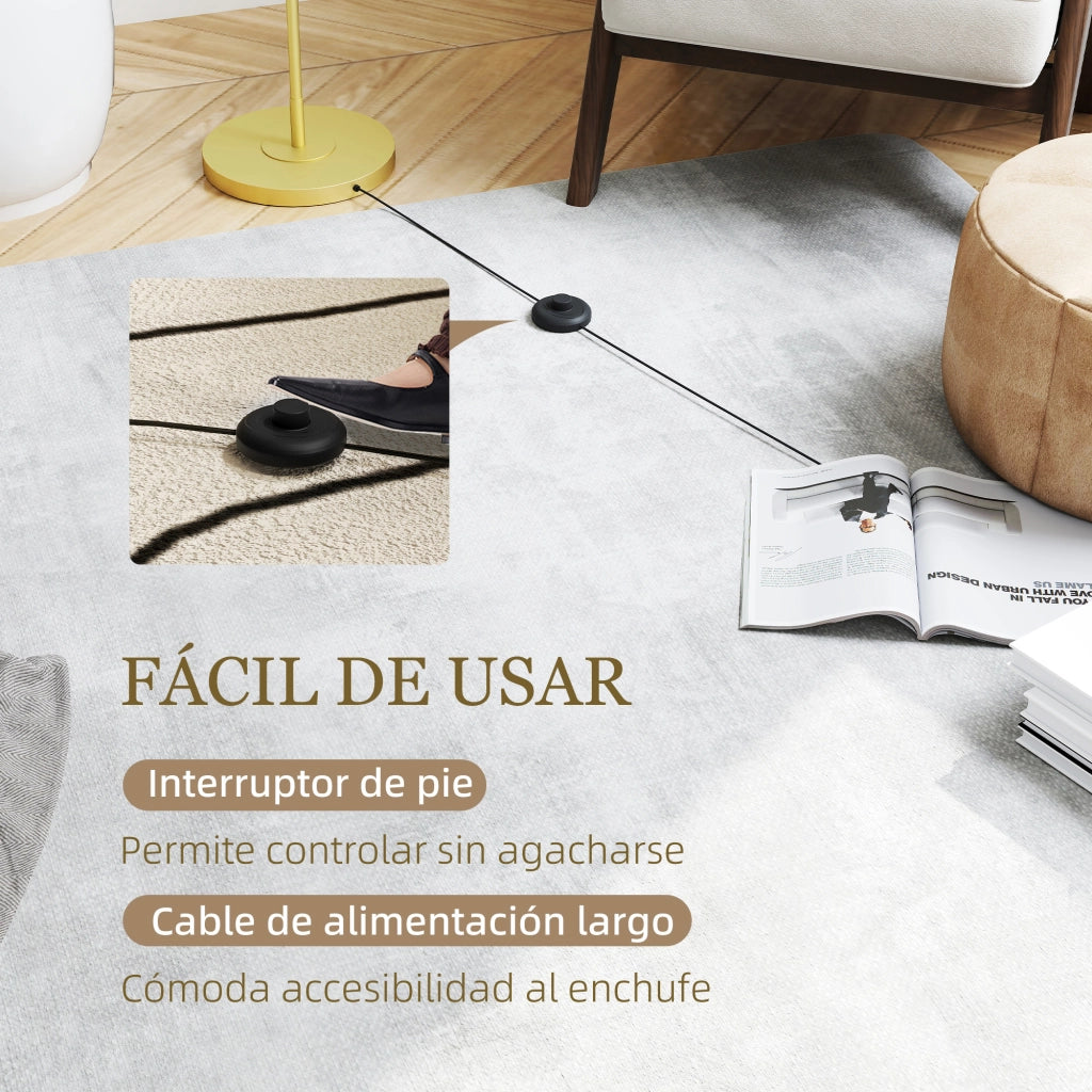 Lampada da Terra Moderna ¨C Xylo ¨C Paralume Lino Sintetico Bianco e Oro 64x38x163,5 cm
