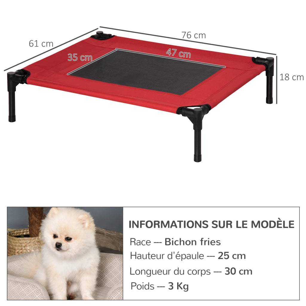 Letto per animali domestici ¨C Minimal ¨C rosso e nero tessuto oxford 76x61x18 cm