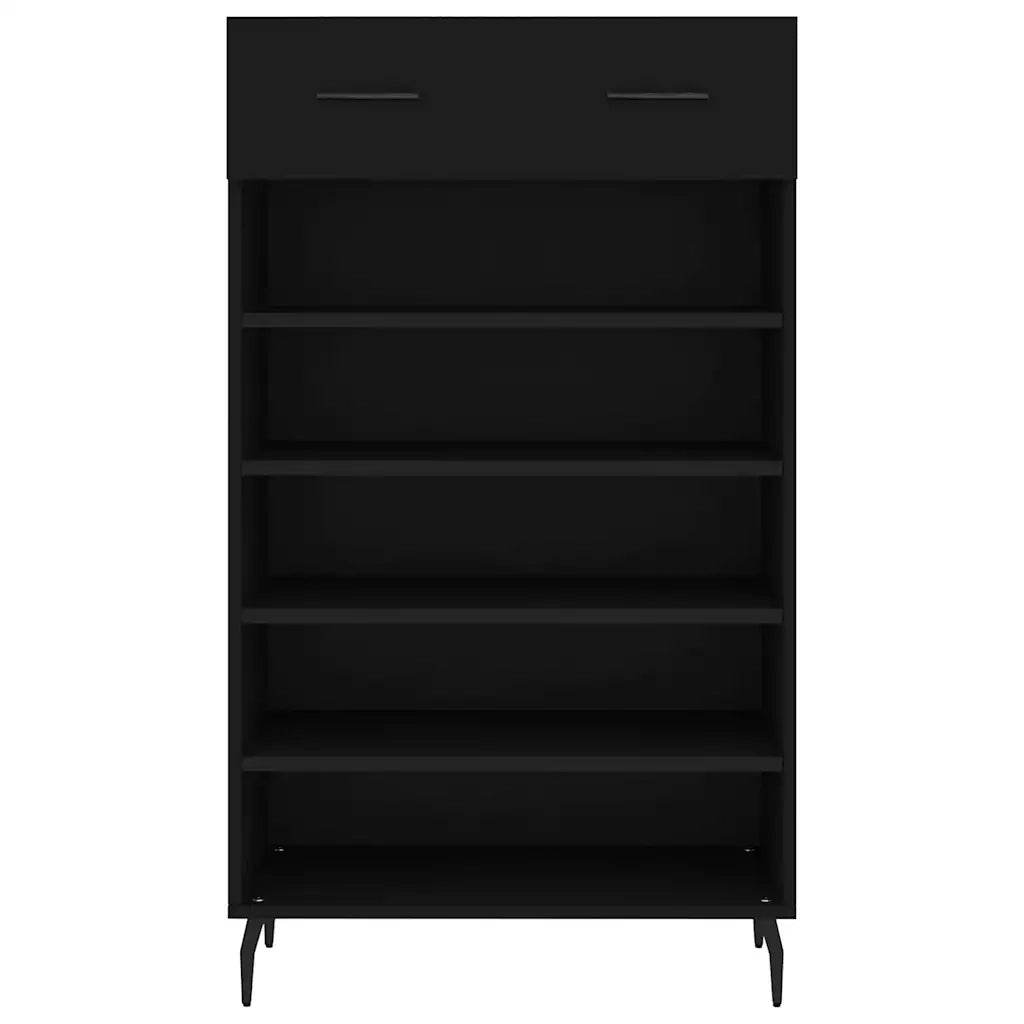 Scarpiera-Scaffale per scarpe Nera 60x35x105 cm in Legno Multistrato 838045