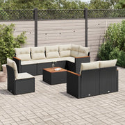 Set Divani da Giardino 9 pz con Cuscini Nero in Polyrattan 3258570