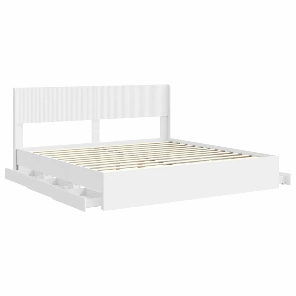Struttura del letto con stoccaggio e testata Bianco 3414281