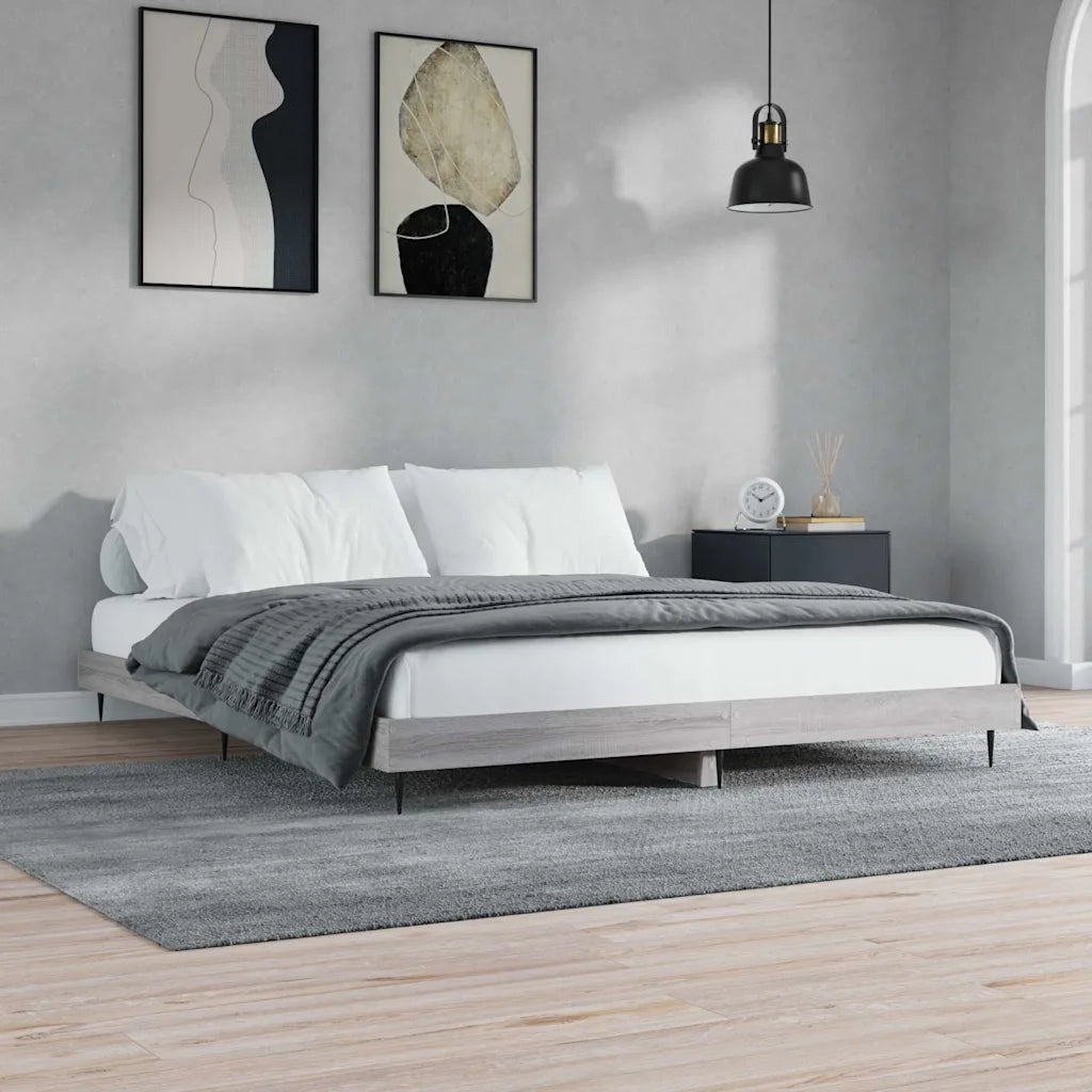 Giroletto-Struttura Letto Grigio Sonoma 200x200 cm in Legno Multistrato 546916