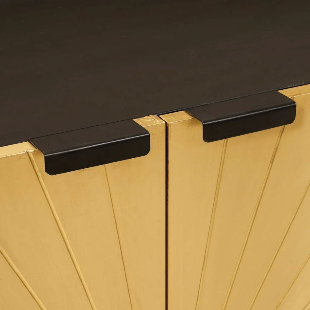 Credenza-Buffet-Armadio da cucina Nero e Oro 60 x 33 x 75 cm legno massello di mango 232088