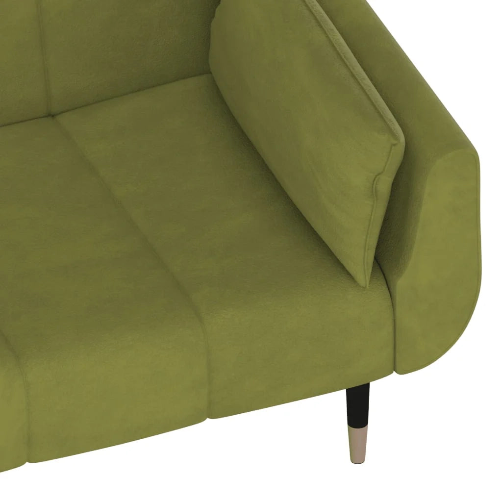 Divano letto a 2 posti letto per gli ospiti trasformabile divano letto per soggiorno pieghevole per uso interno con due cuscini velluto verde chiaro 02_0019458
