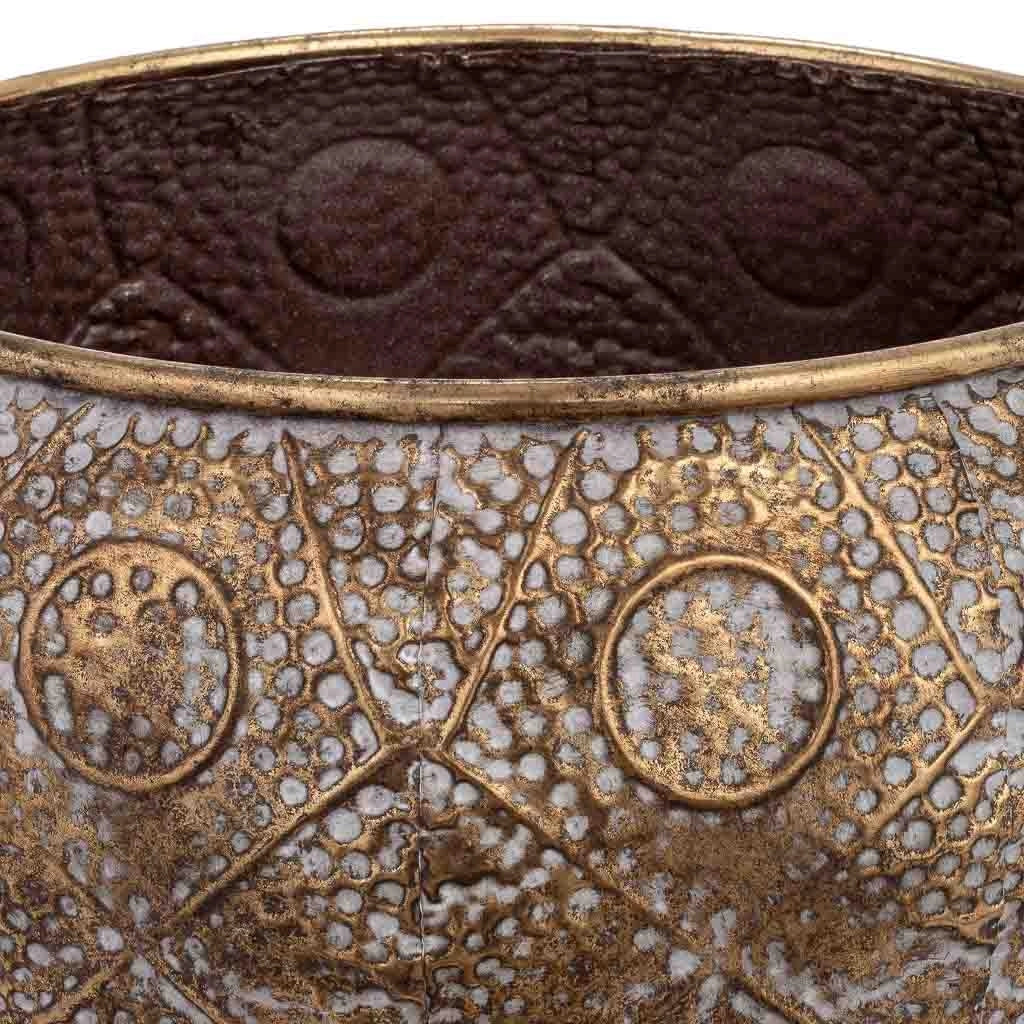 Vaso da fiori in metallo dorato 46,5x46,5x41h cm