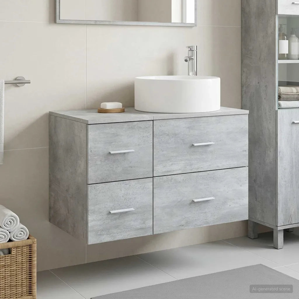 Set di mobili per il bagno 2 pz Grigio Cemento 3404011