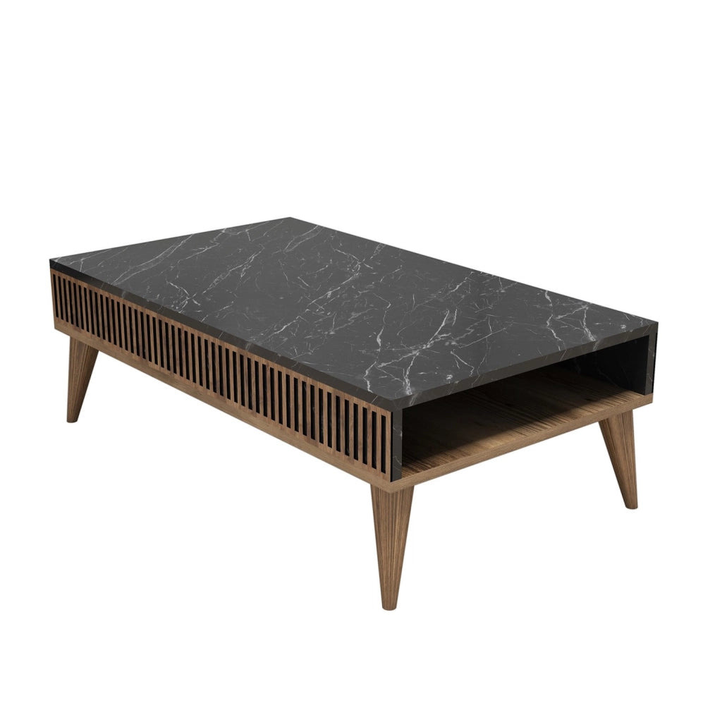 Tavolino in legno "Milano" - 105 x 60 x 34 cm - Noce, Nero