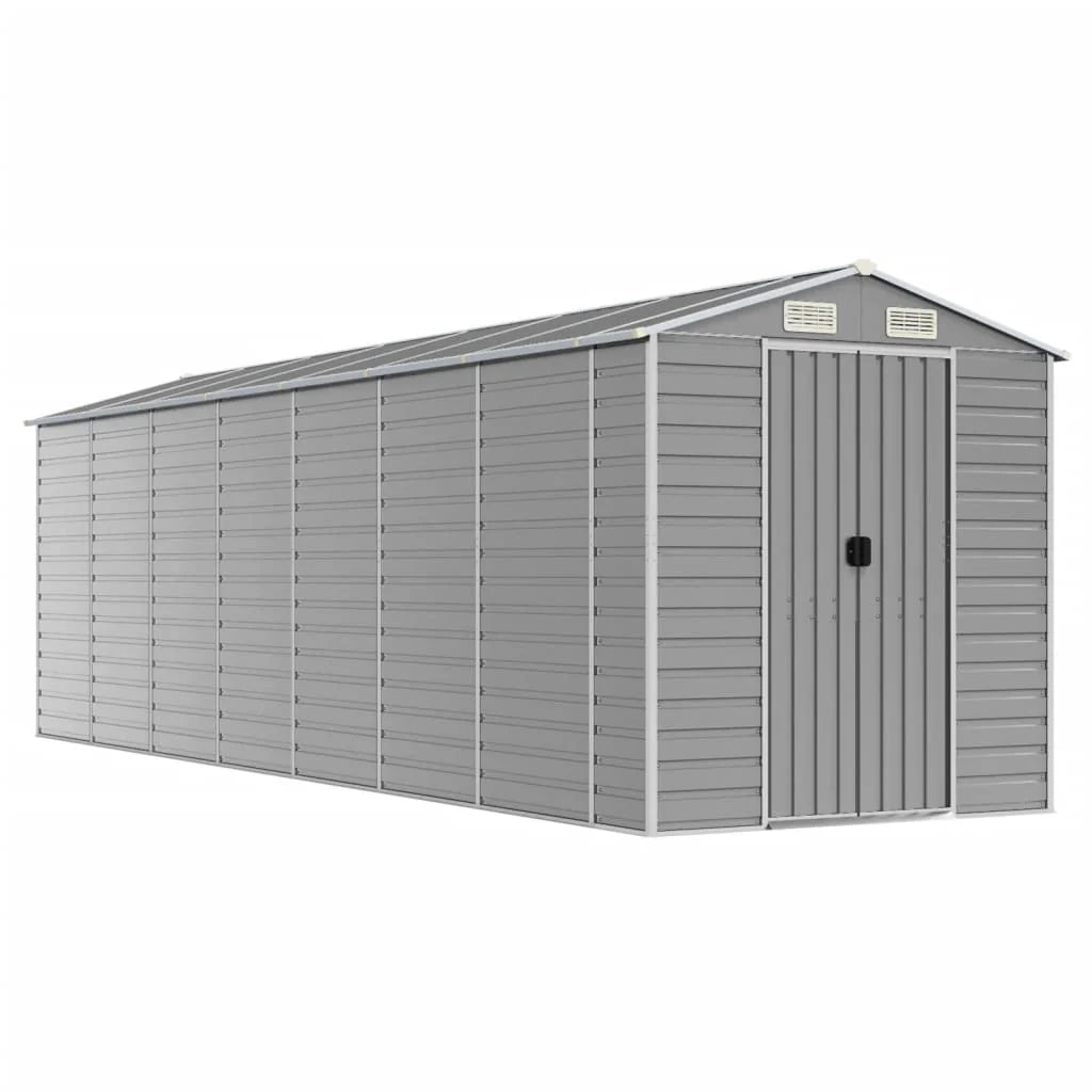 Casetta da giardino cabina ripostiglio capanno da esterno capanno per attrezzi robusta colore chiaro 191 x 640 x 198 cm acciaio zincato grigio 02_0022247