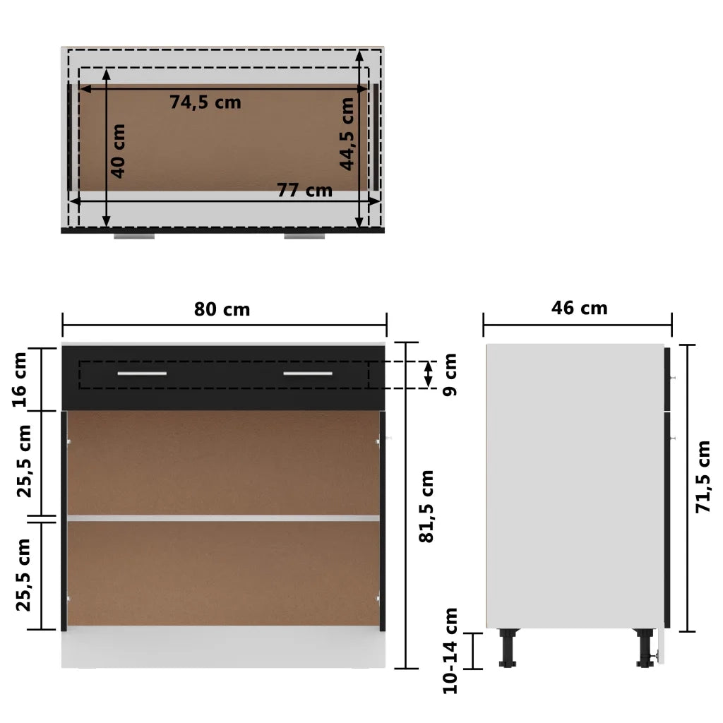 Mobiletto da bagno dal design contemporaneo con cassetti 80 x 46 x 81,5 cm legno nero 02_0047667
