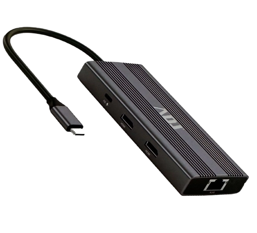 Docking type c 7 in 1 c/psu 65w adj usb3.0*3+hdmi*2+rj45+pd fino a 100w - 143-00027