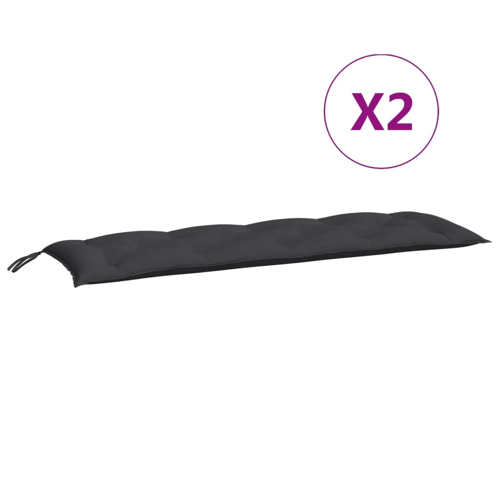 Cuscini per Panca 2 pz-Set di 2 Cuscini per panchina Nero 150x50x7 cm in Tessuto Oxford