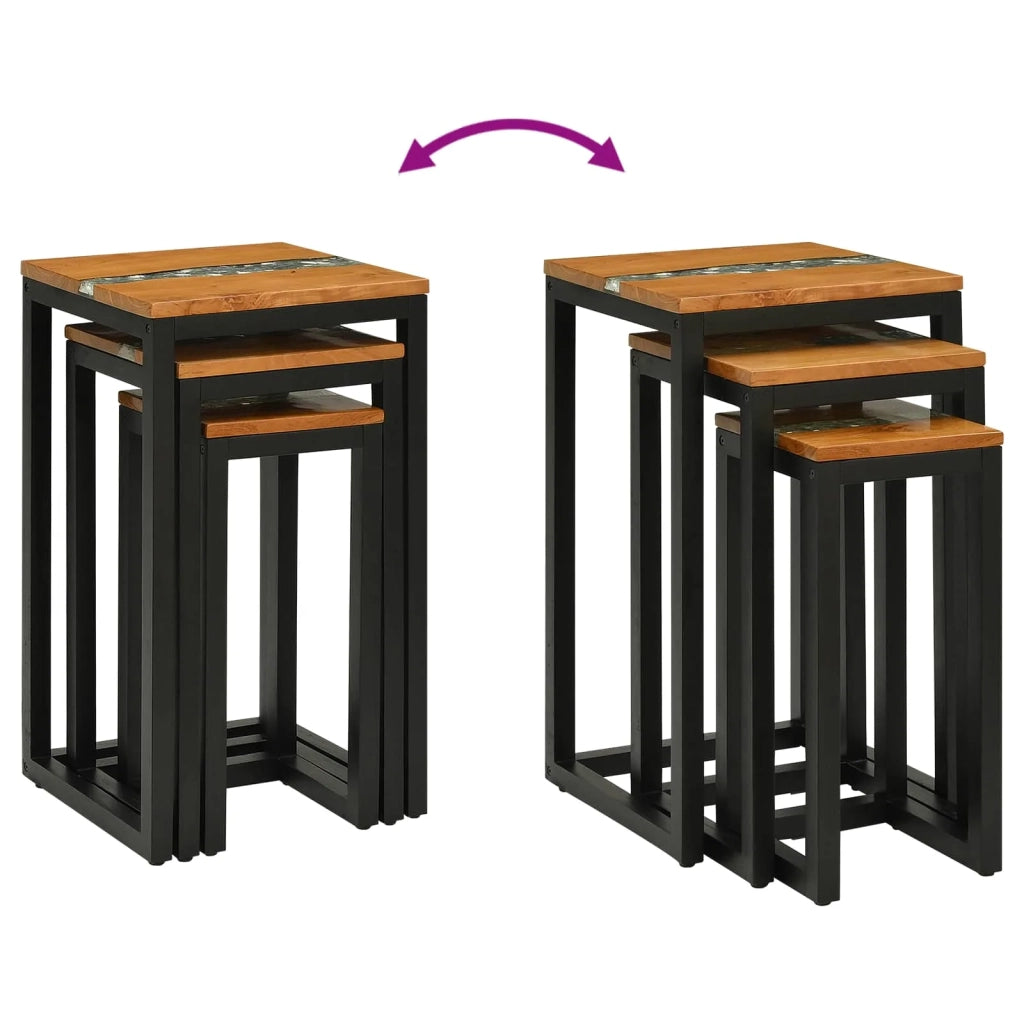 Tavolo Nesting 3 pz Marrone Legno di teak solido CFW6646680