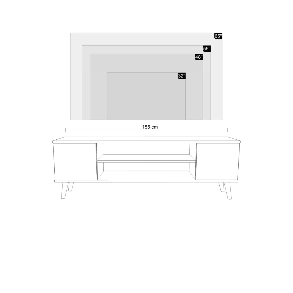 Mobile Porta TV Focus 135 in Stile Scandinavo Bianco
