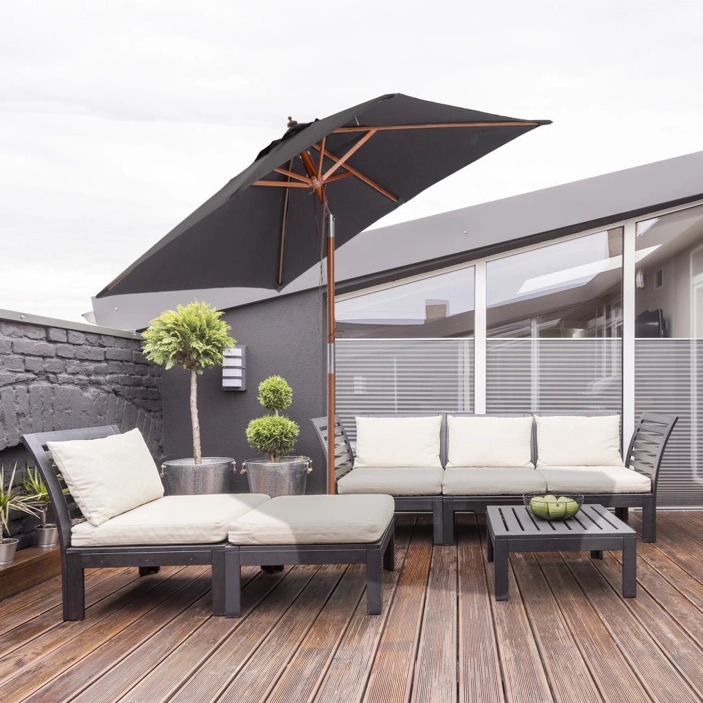 Ombrellone da Giardino Inclinabile 2x1.5 m ¨C zephmum ¨C Legno Abete Grigio Scuro