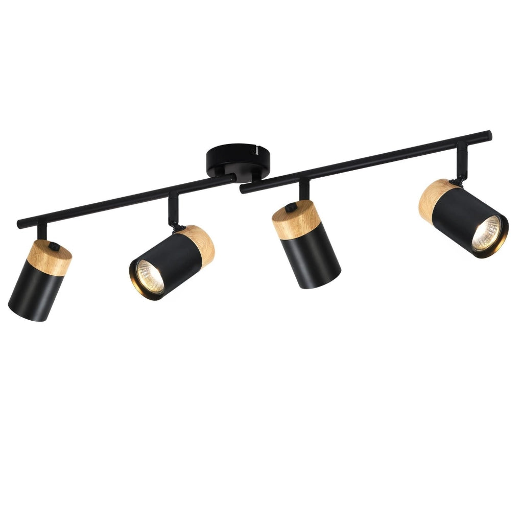 ZMH Lampada da soffitto 4 fiamme legno GU10 orientabile 330° per camera letto