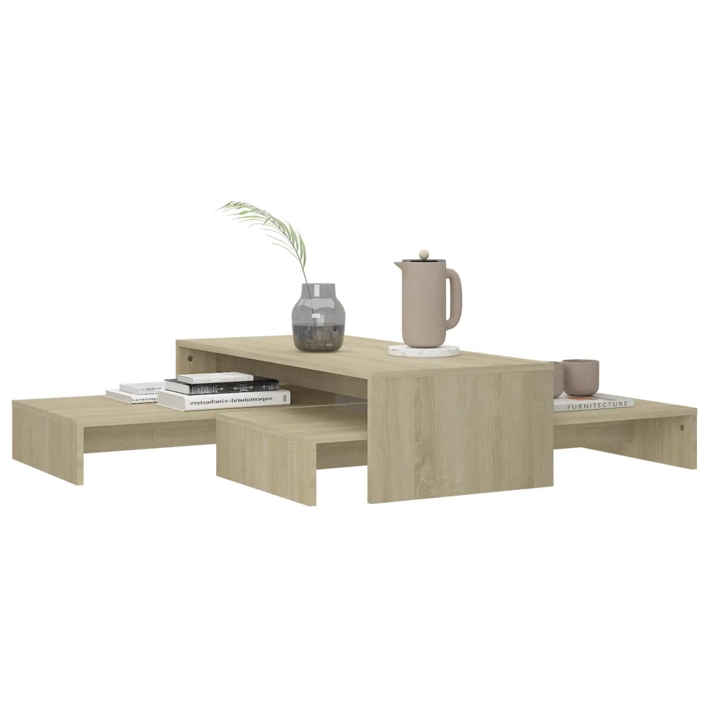 Set Tavolini Estraibili Rovere Sonoma 100x100x26,5 Multistrato 806798
