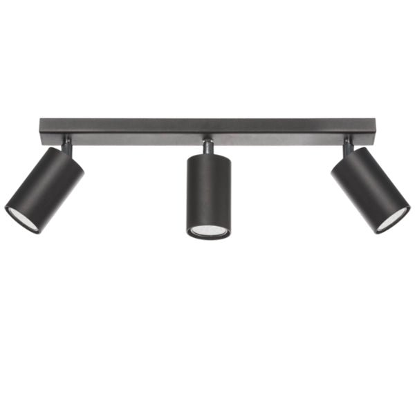 Plafoniera Lampex Rolos 3 luci nera metallo GU10 45cm