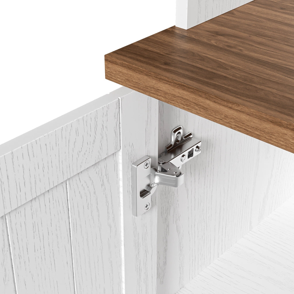 Credenza alta con 5 ante e 1 cassetto - per soggiorno - 114×40×190 cm - bianco e marrone