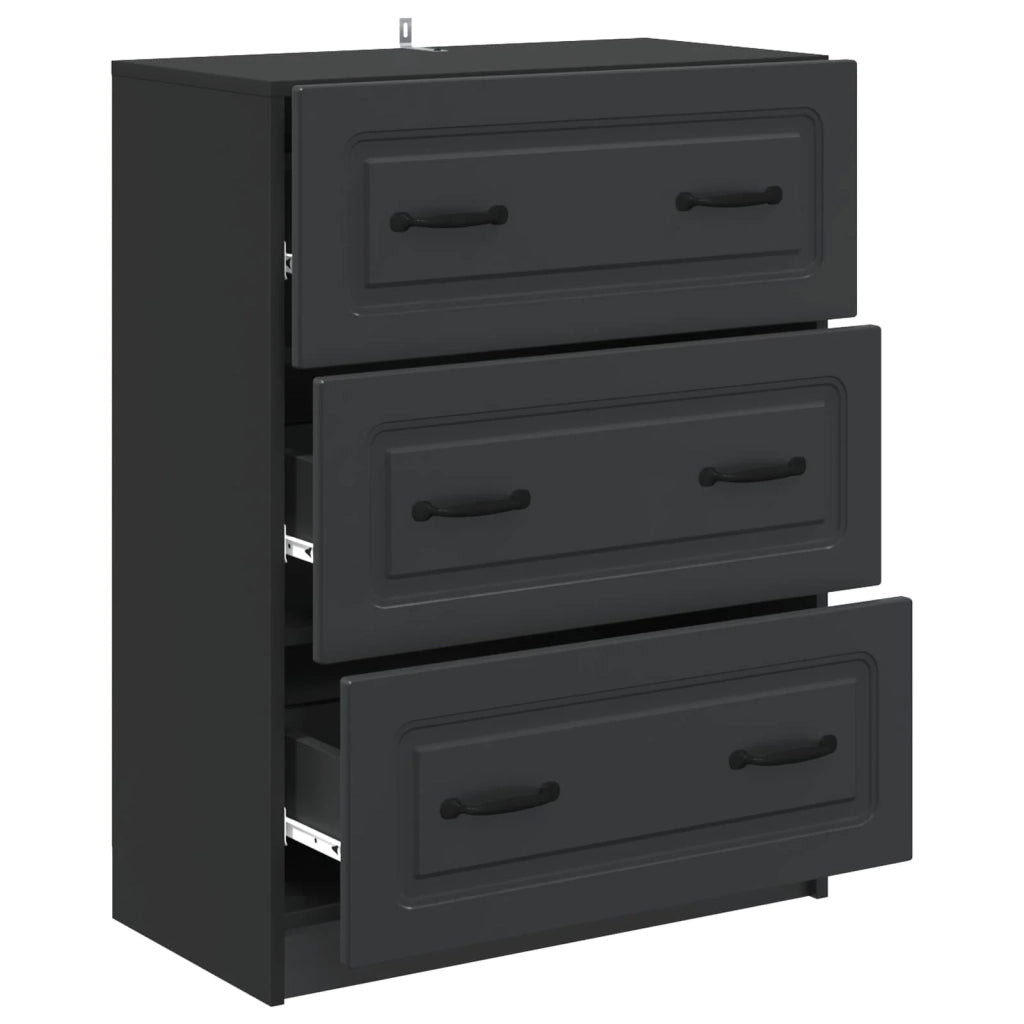 Mobile con Cassetti Nero 66 x 34,5 x 87 cm Legno ingegnerizzato