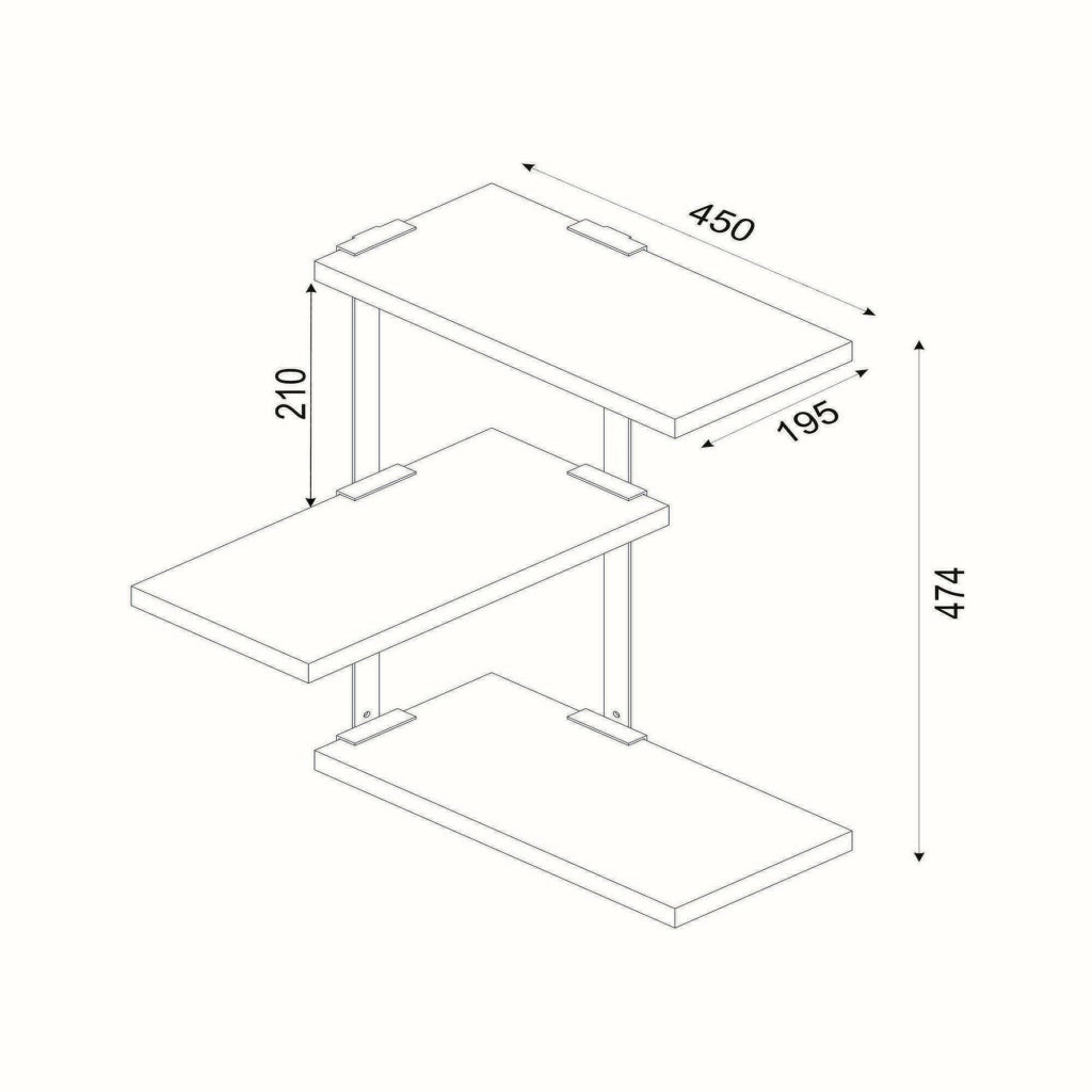 Mensola Ekeka, Scaffale, Ripiano a muro, Scaffalatura multiuso, 45x20h47 cm, Noce e Nero