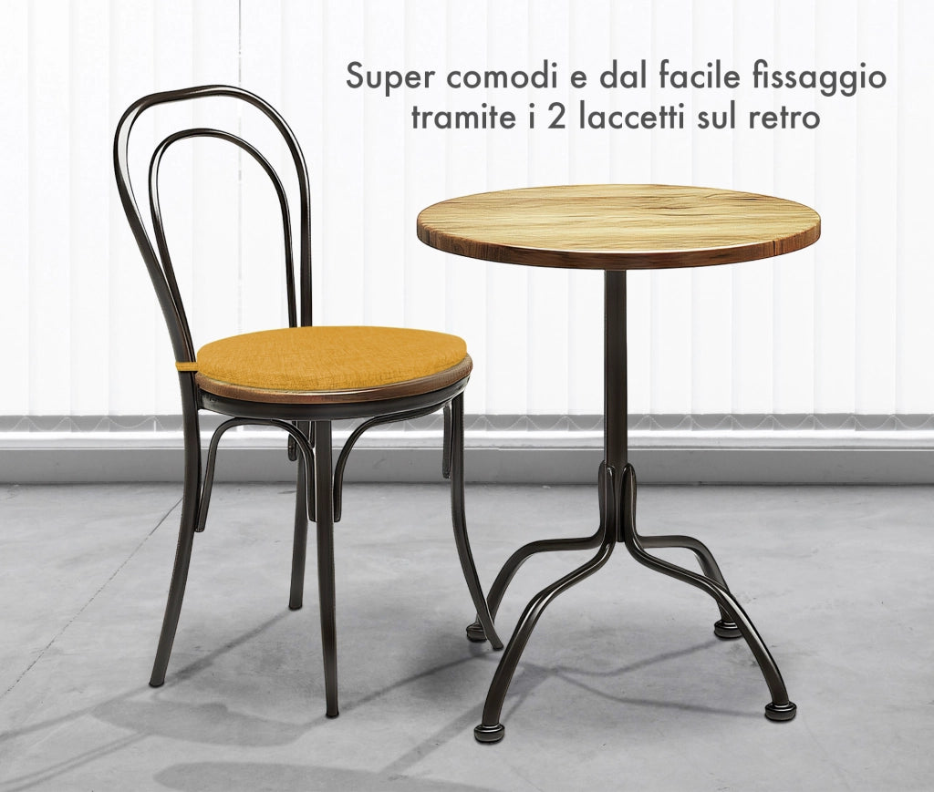 Cuscini Rotondi Per Sedie Cucina Imbottiti Sfoderabili Con Cerniera Cuscino Rotondo Ø 40 Cm Sedia Tavolo Lavabile In Lavatrice Con Lacci Per Fissaggio Prodotto Italiano Comodi 4 Pezzi - Giallo
