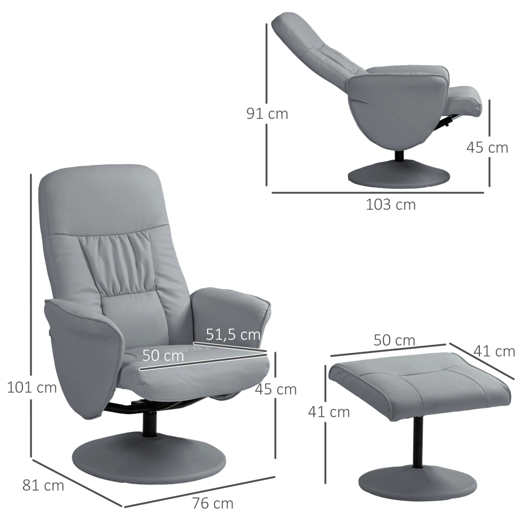 Poltrona Relax con Poggiapiedi ¨C zephmum ¨C Grigio Chiaro