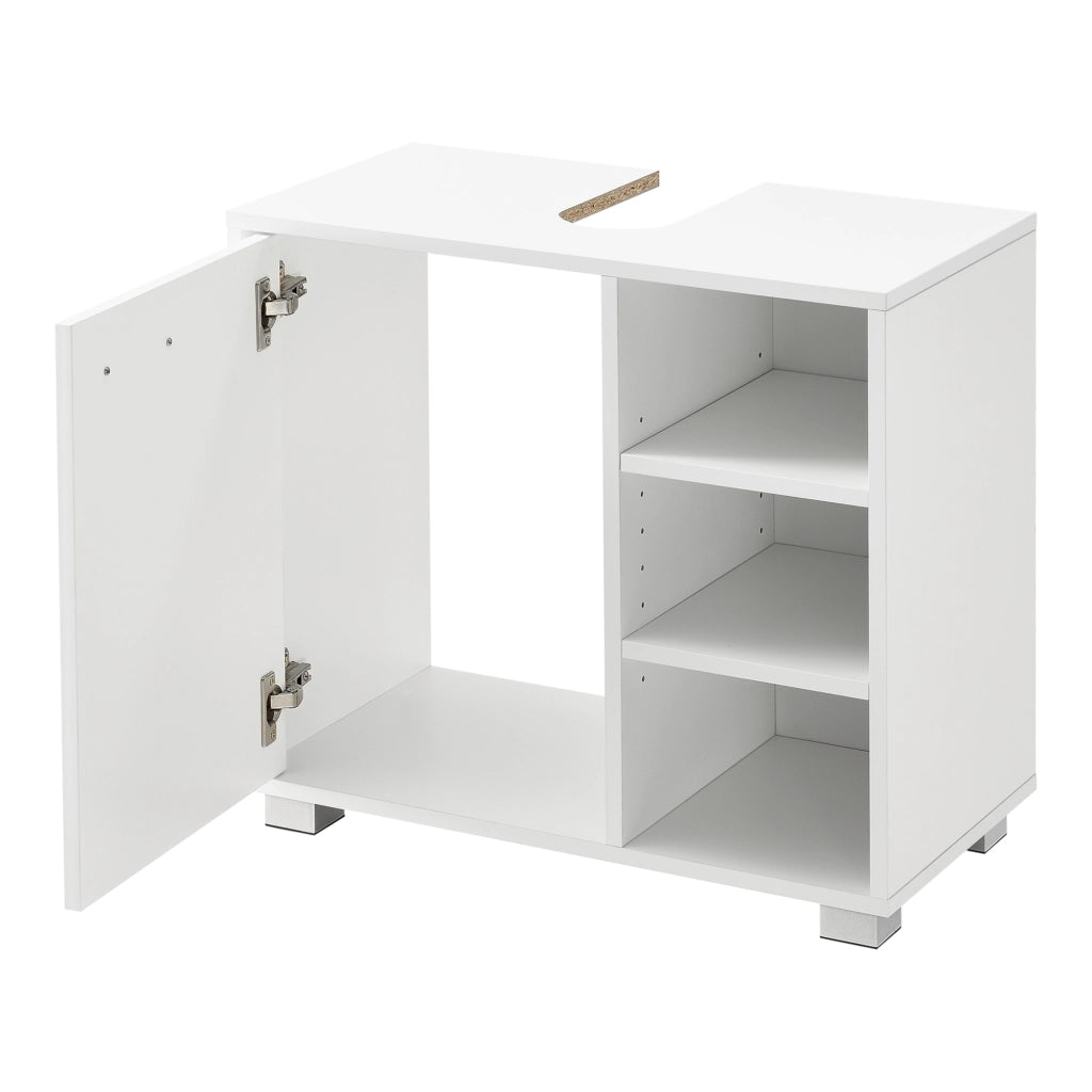 Mobile Sottolavabo Narvik con Anta e 3 Ripiani - Bianco [en.casa]