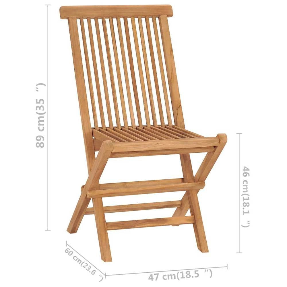 Folding Garden Chairs, 2 Pieces, Solid Teak Wood