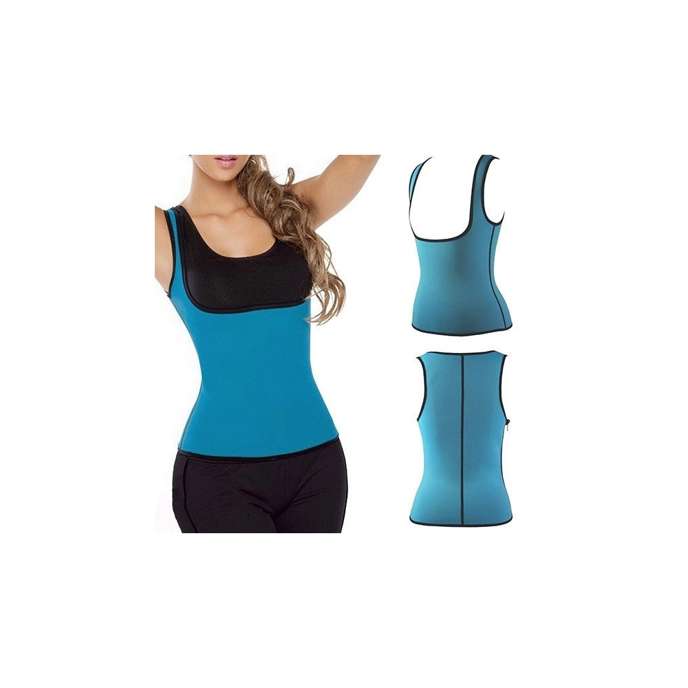 Trade Shop - Canotta Snellente Donna Cami Hot Shapers Dimagrante Neotex Azzurra Per Fitness -    L