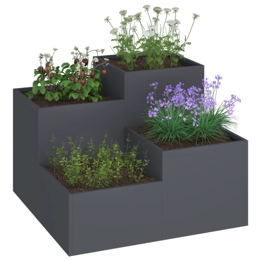 Fioriera da Giardino 100x100x60 cm Acciaio Antracite