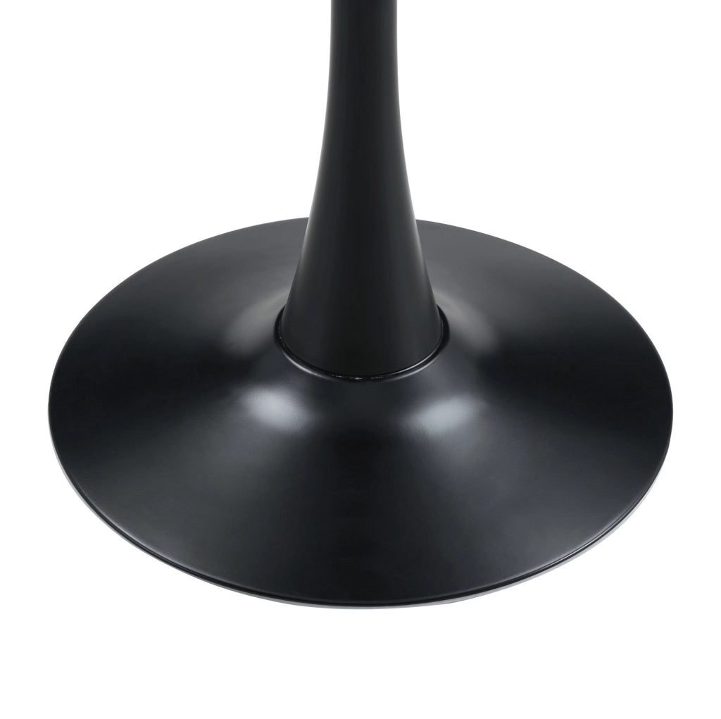 Tavolo rotondo da pranzo 72 cm in MDF e metallo; nero effetto marmo