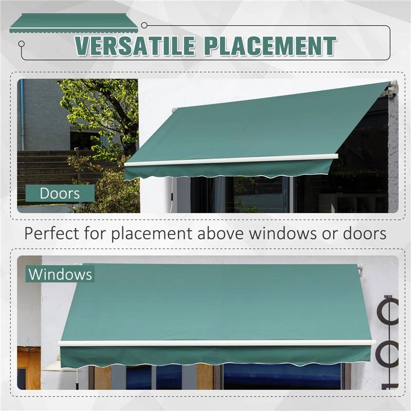 TENDA DA SOLE A MANOVELLA CON COPERTURA IMPERMEABILE 400 X 250 CM COLORE VERDE
