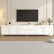 Mobile porta TV bianco 180 cm con 4 ante, 2 cassetti e passacavi