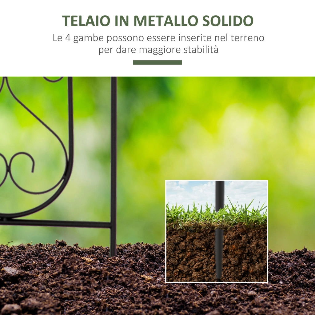 Portapiante Verticale Pieghevole con 5 Vasi da Esterno in Metallo, 82x12.5x150cm, Nero