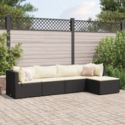 vidaXL Set Divani da Giardino 5 pz con Cuscini Nero in Polyrattan
