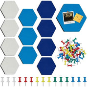 Pannello di velluto da parete 12 pezzi - a sei angoli - autoadesivo - decorazione per parete - pannello di gomma per parete - lana di vetro di alta qualità - 138 x 120 mm - pannello da forare