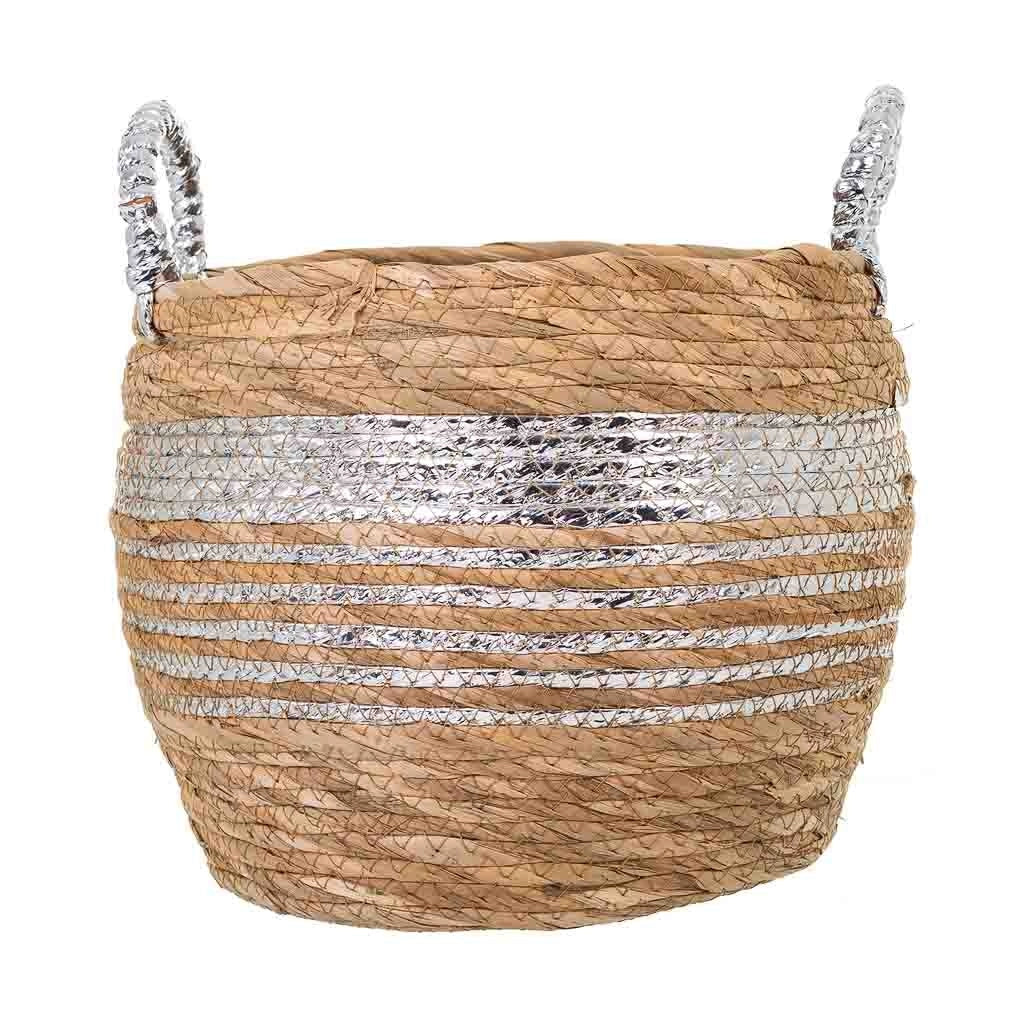 Navicella in fibra naturale marrone 28x28x24h
