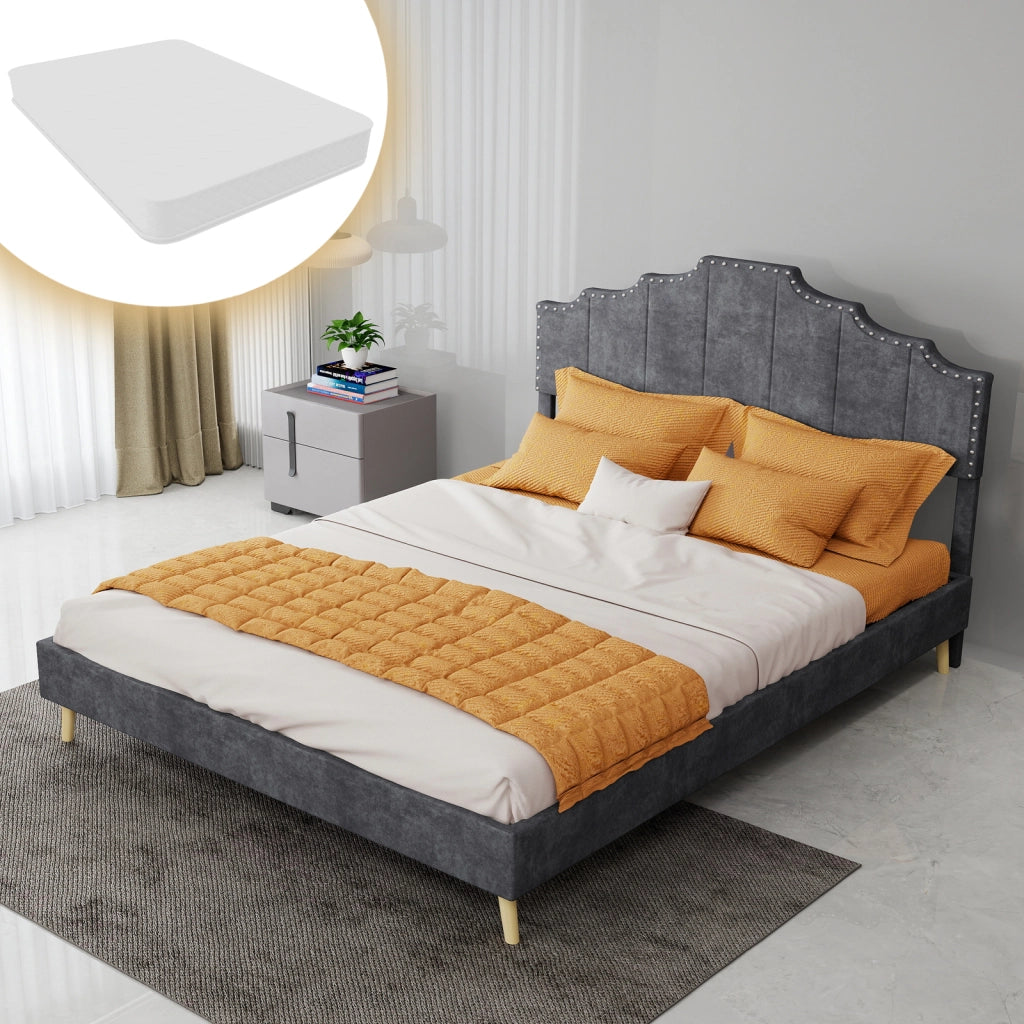 letto moderno in tessuto e metallo grigio 140 x 200 cm