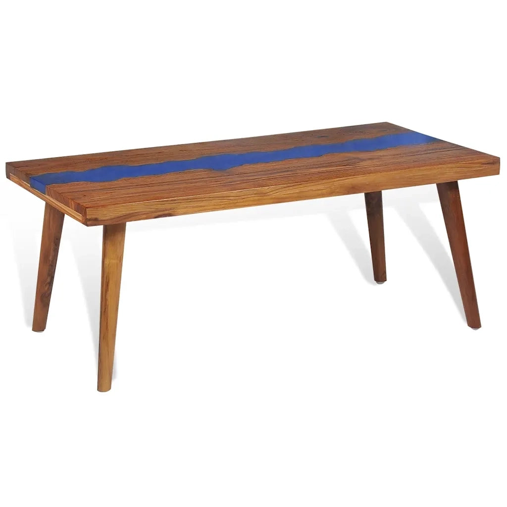 Tavolino da CaffÃ¨ in Legno di Teak e Resina 100x50x40 cm cod mxl 59532