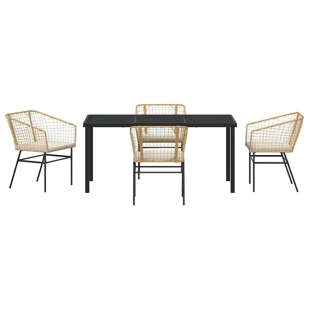 Set da Pranzo per Giardino 5 pcs Marrone polyrattan 3380914