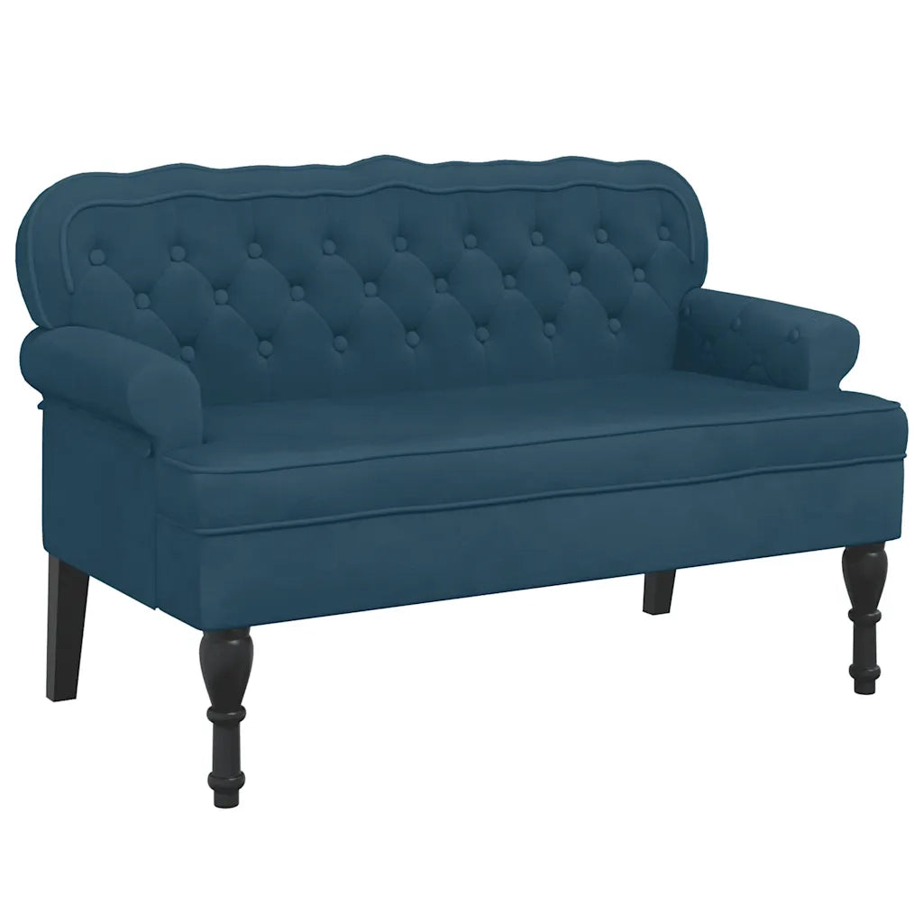 Panca con Schienale-Divano Sedia Blu 119,5x64,5x75 cm in Velluto
