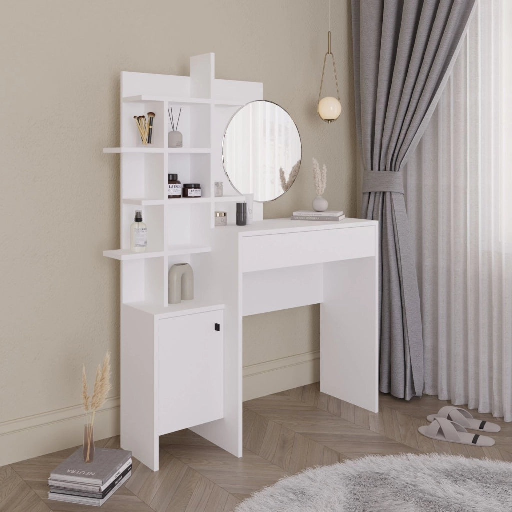 Tavolo da trucco in legno "Mup" 105 x 35 x 151 cm - Bianco