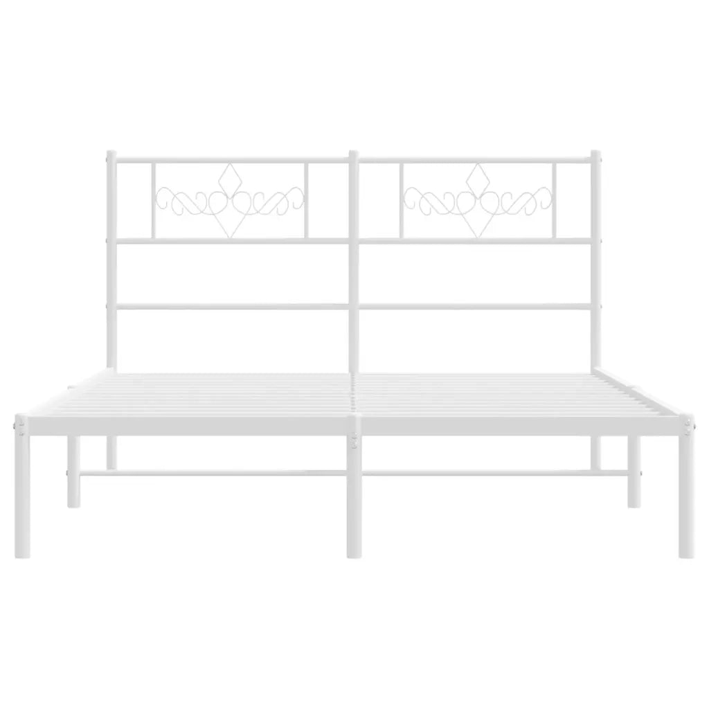 Giroletto con Testiera-Struttura Letto con testiera Metallo Bianco 140x190 cm 836227
