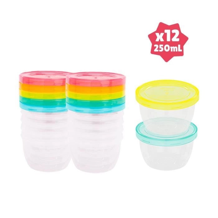 Badabulle Set di 12 vasetti portaoggetti per bebè, 250ml