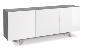 Mobile 3 Ante 174x70x41 cm Cemento/Bianco Lucido