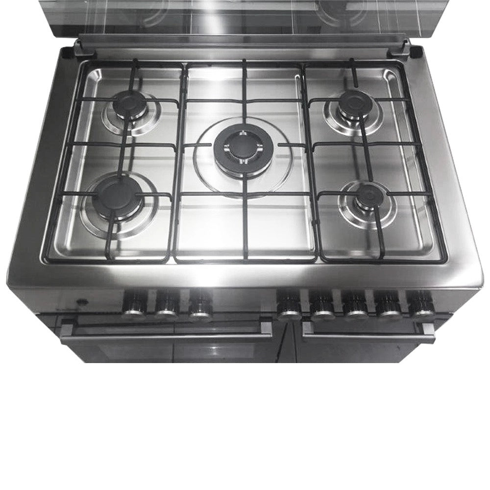 Cucina a gas 5 fuochi e forno elettrico Samet Ermete colore inox classe A