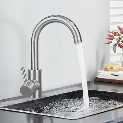 ZMH Rubinetto miscelatore miscelatore rotante ad alta pressione tirante in acciaio inox