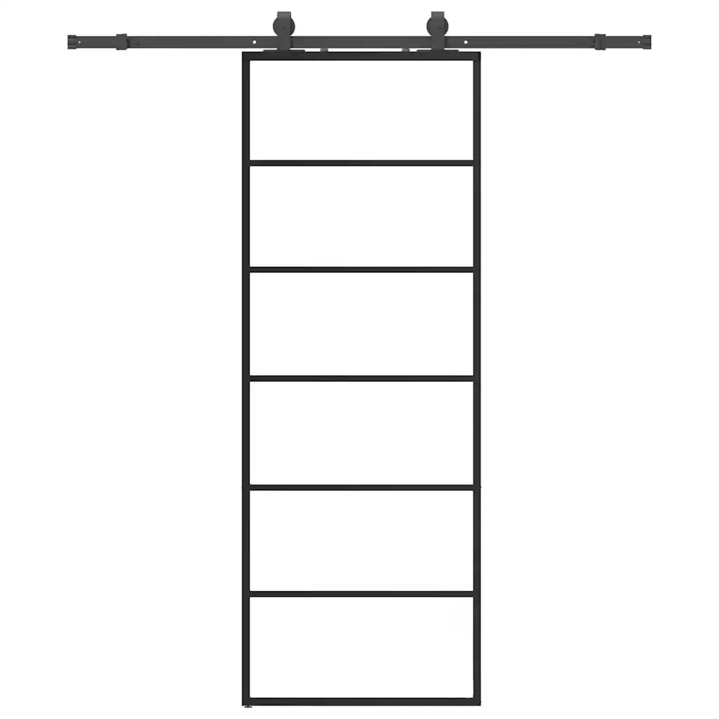 Porta Scorrevole con Ferramenta Nera 76x205 cm in Vetro ESG